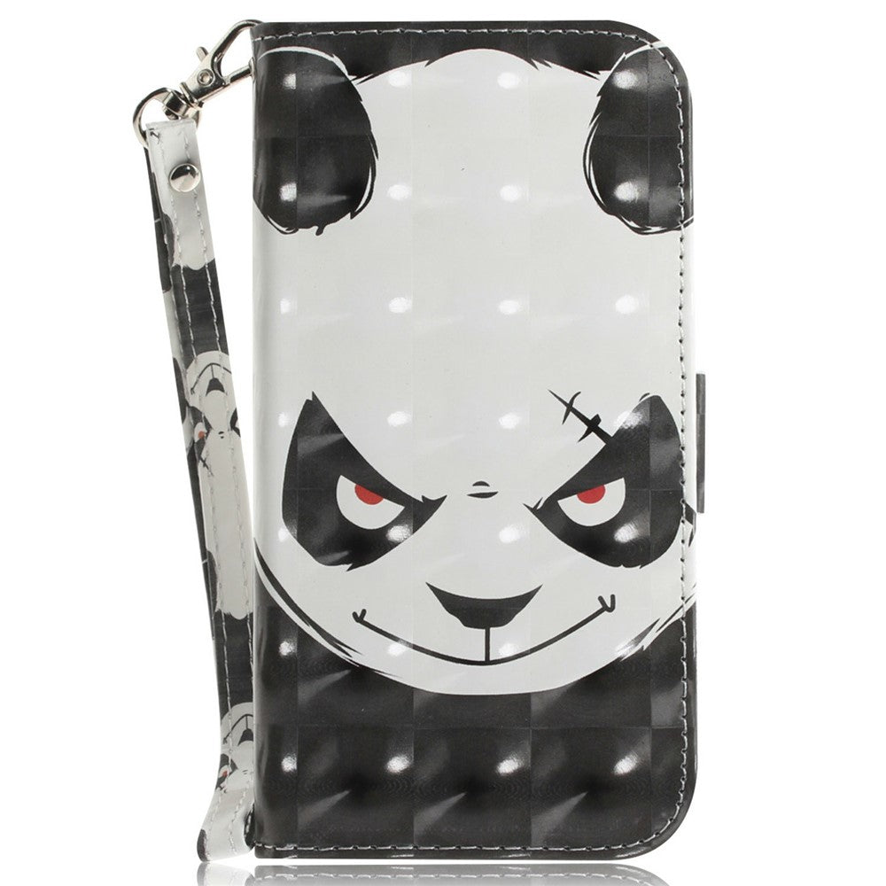 For iPhone 17 Pro Max Case Pattern Printing Leather Wallet Phone Cover with Wrist Strap - Angry Panda