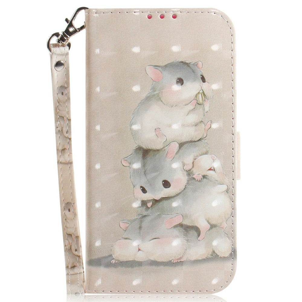 For iPhone 17 Pro Max Case Pattern Printing Leather Wallet Phone Cover with Wrist Strap - Stacking Squirrels