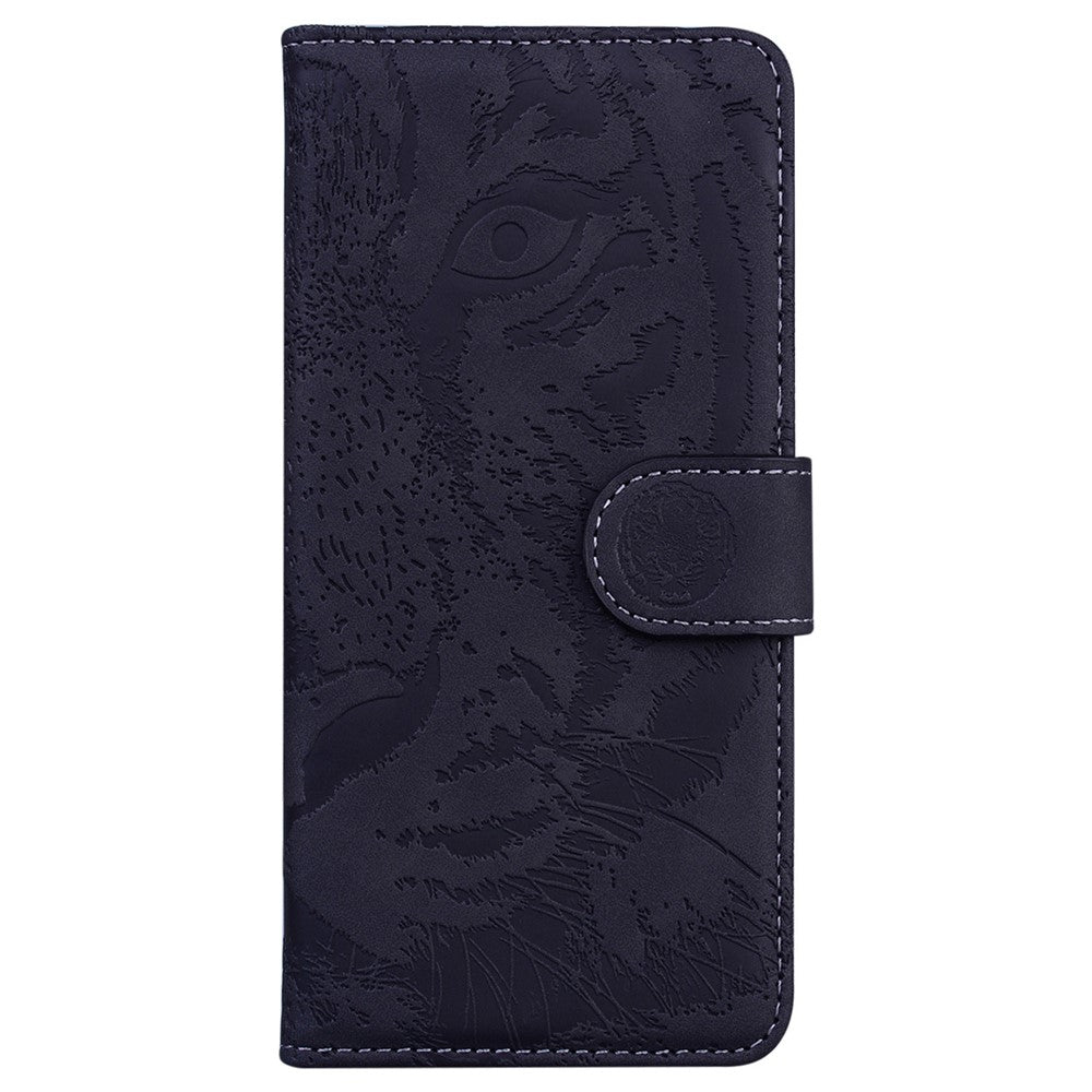 For iPhone 17 Pro Max Case Tiger Imprint Leather Wallet Phone Cover - Black