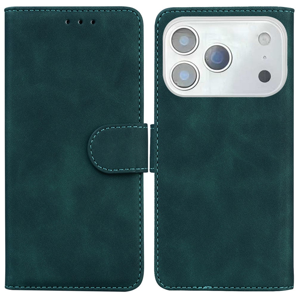For iPhone 17 Pro Max Case Solid Color Leather Wallet Phone Cover - Green