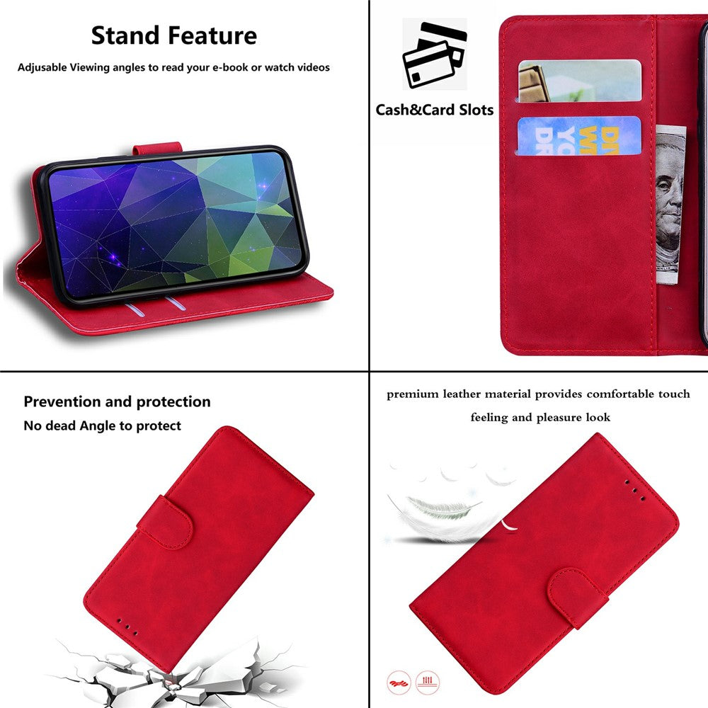 For iPhone 17 Pro Max Case Solid Color Leather Wallet Phone Cover - Red