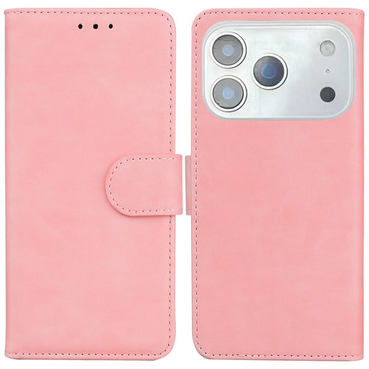 For iPhone 17 Pro Max Case Solid Color Leather Wallet Phone Cover - Pink