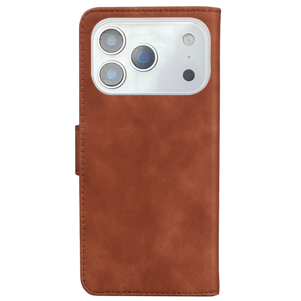 For iPhone 17 Pro Max Case Solid Color Leather Wallet Phone Cover - Brown