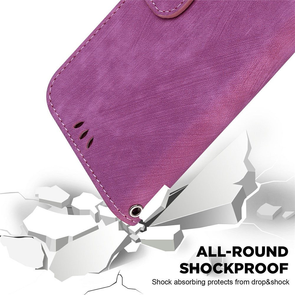 For iPhone 17 Pro Max Wallet Case Tiger Imprint Leather Shockproof Phone Cover with Wrist Strap - Rose