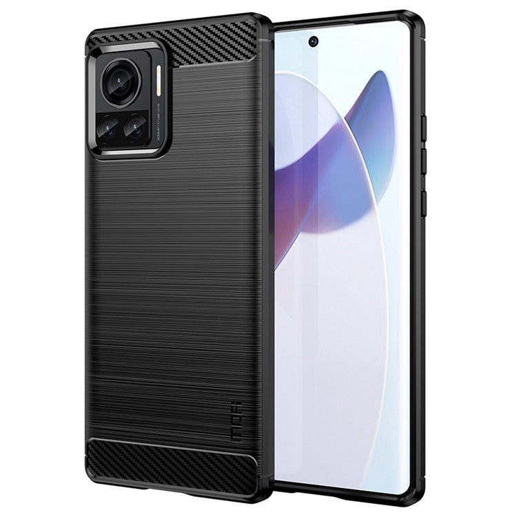 MOFI JK TPU Series-1 for Motorola Moto X30 Pro 5G / Edge 30 Ultra 5G / Edge X Brushed Surface Flexible TPU Case Carbon Fiber Texture Anti-drop Phone Cover - Black