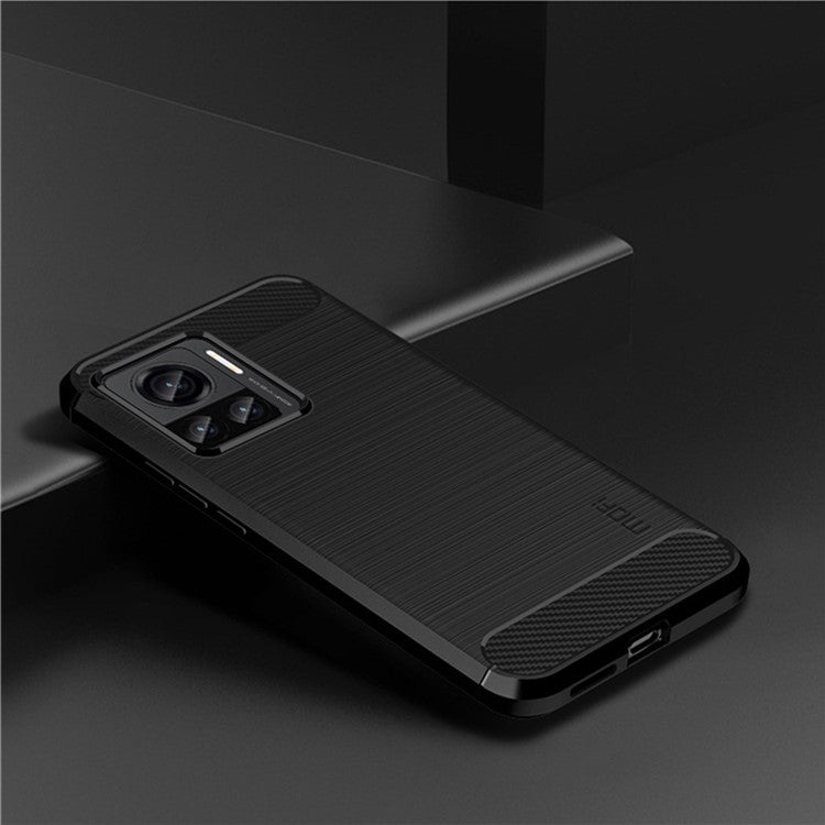MOFI JK TPU Series-1 for Motorola Moto X30 Pro 5G / Edge 30 Ultra 5G / Edge X Brushed Surface Flexible TPU Case Carbon Fiber Texture Anti-drop Phone Cover - Black