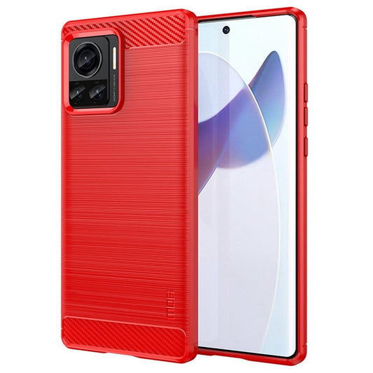 MOFI JK TPU Series-1 for Motorola Moto X30 Pro 5G / Edge 30 Ultra 5G / Edge X Brushed Surface Flexible TPU Case Carbon Fiber Texture Anti-drop Phone Cover - Red