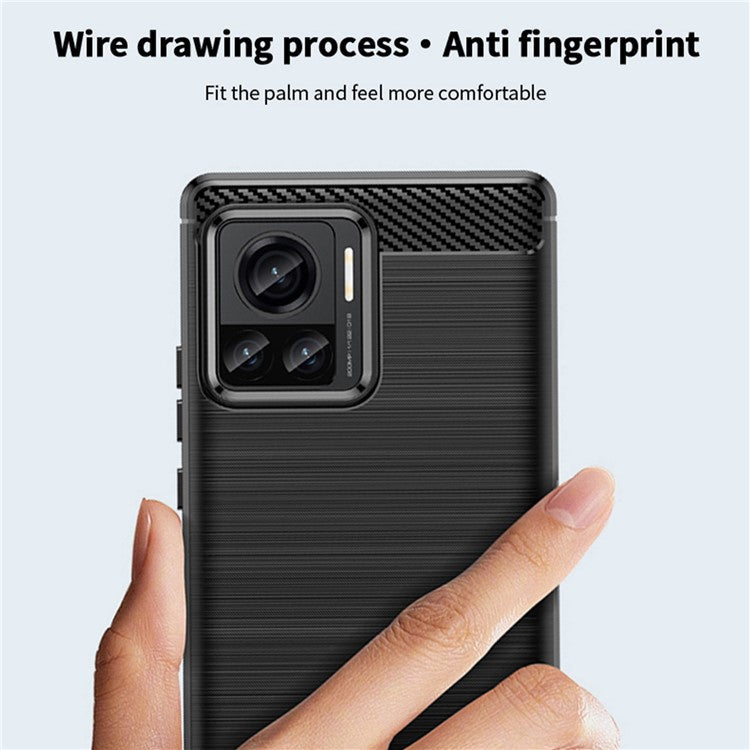 MOFI JK TPU Series-1 for Motorola Moto X30 Pro 5G / Edge 30 Ultra 5G / Edge X Brushed Surface Flexible TPU Case Carbon Fiber Texture Anti-drop Phone Cover - Red