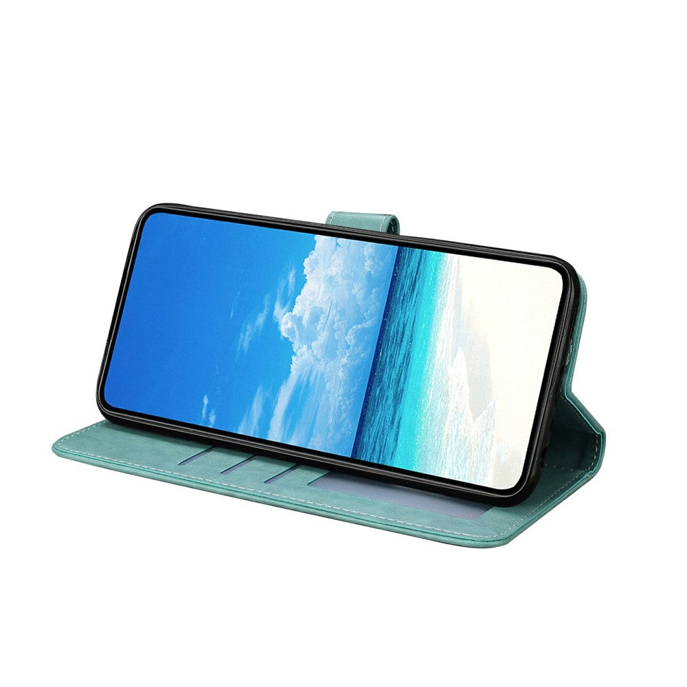 For Oppo Reno14 5G (Global) Case Butterfly Imprinted Wallet Stand PU Leather Flip Phone Cover with Strap - Green