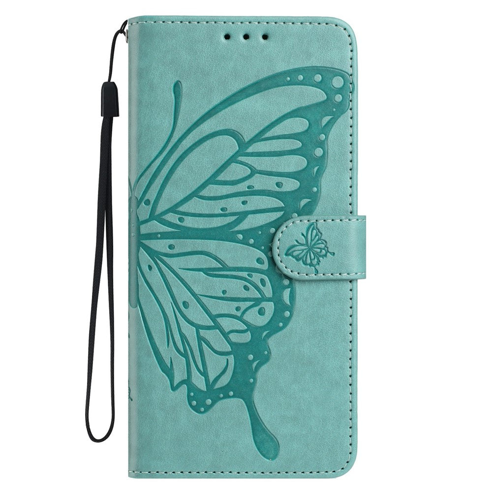 For Oppo Reno14 5G (Global) Case Butterfly Imprinted Wallet Stand PU Leather Flip Phone Cover with Strap - Green