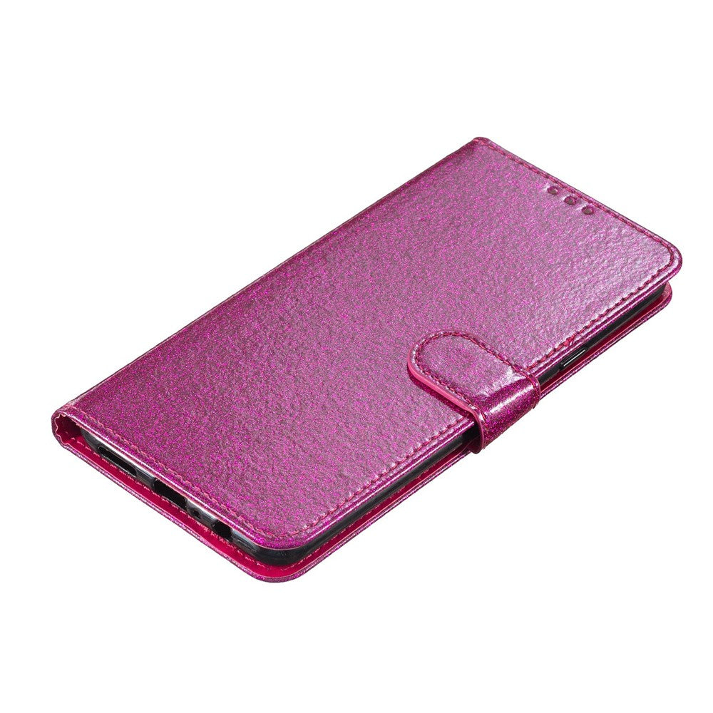 For Oppo Reno14 5G (Global) Wallet Case Glitter Anti-Scratch Leather Stand Phone Cover with Strap - Rose