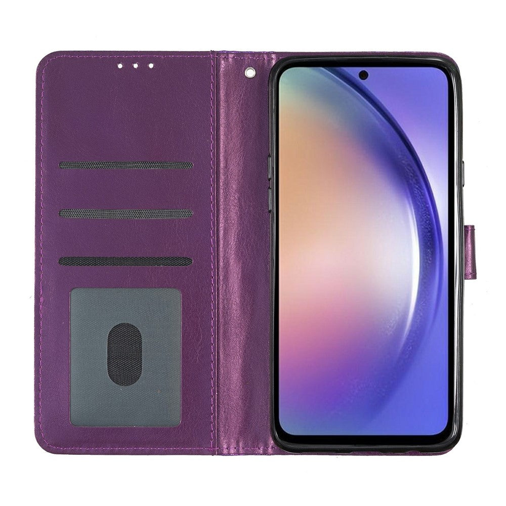 For Oppo Reno14 5G (Global) Wallet Case Glitter Anti-Scratch Leather Stand Phone Cover with Strap - Purple