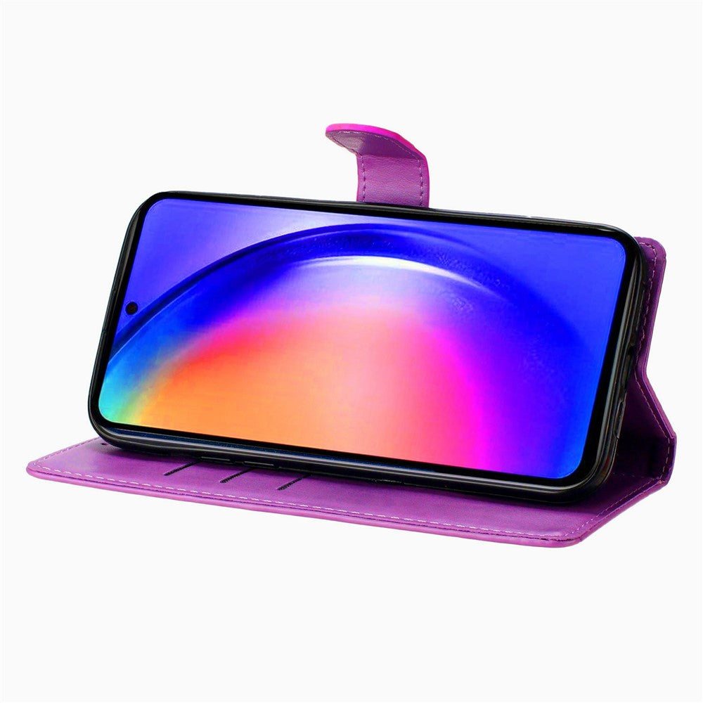 For Oppo Reno14 5G (Global) Wallet Case Glitter Anti-Scratch Leather Stand Phone Cover with Strap - Purple