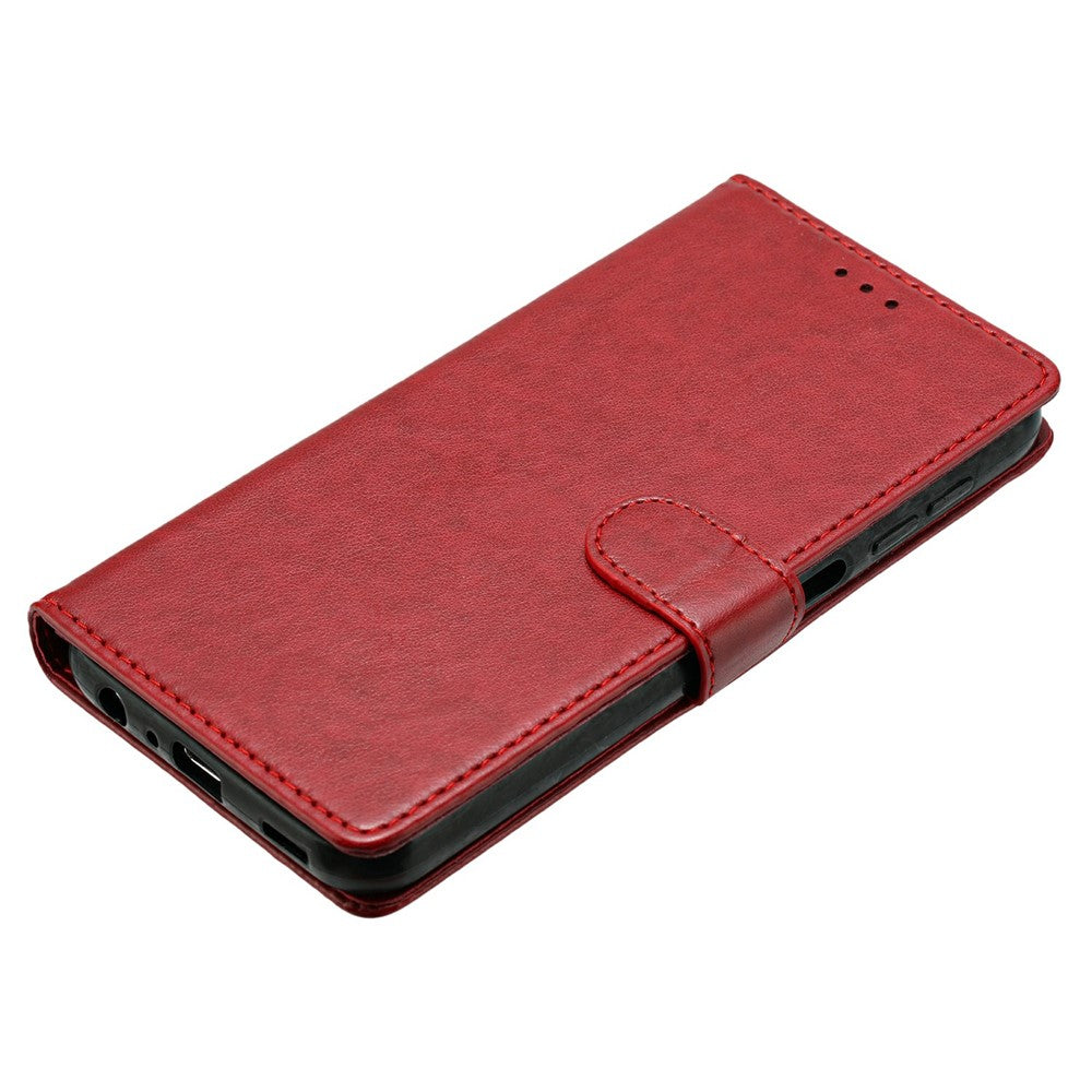 For Oppo Reno14 5G (Global) Leather Case Wallet Stand Phone Cover with Handy Strap - Red