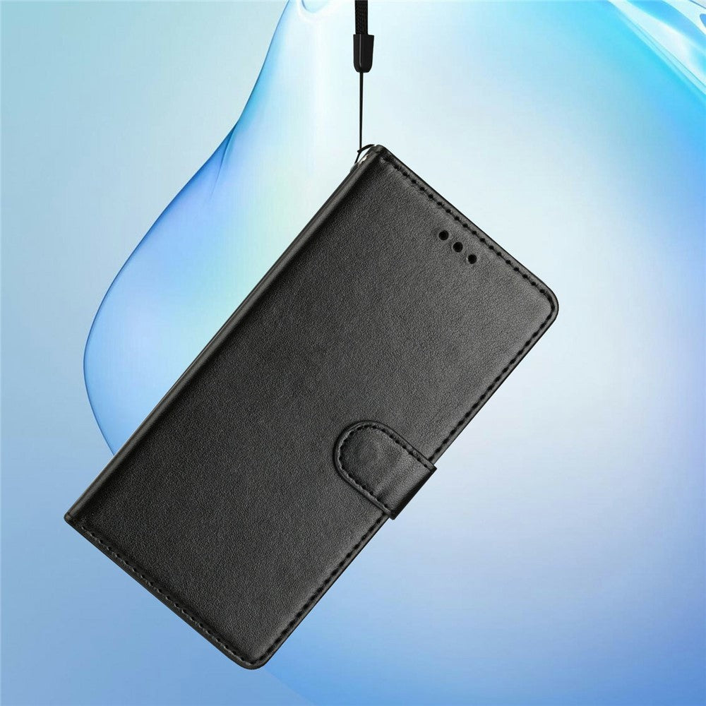 For Oppo Reno14 5G (Global) Leather Case Wallet Stand Phone Cover with Handy Strap - Black