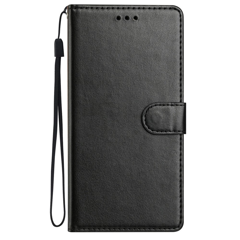 For Oppo Reno14 5G (Global) Leather Case Wallet Stand Phone Cover with Handy Strap - Black