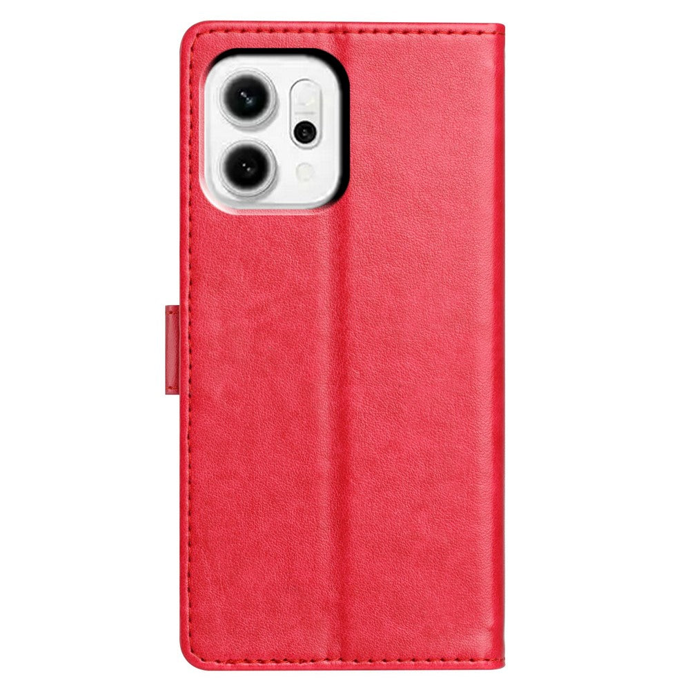 For Oppo Reno14 5G (Global) Leather Case Wallet Stand Phone Cover with Handy Strap - Rose