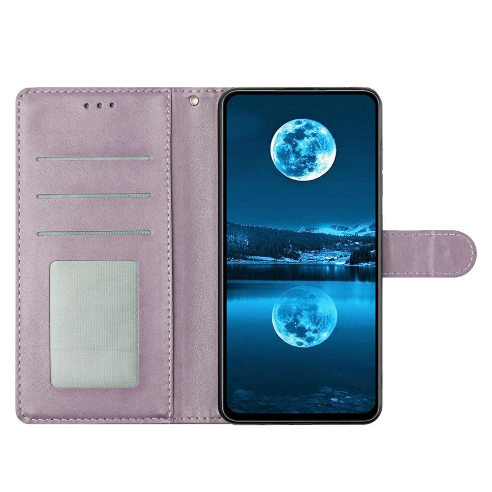For Oppo Reno14 5G (Global) Leather Case Wallet Stand Phone Cover with Handy Strap - Purple