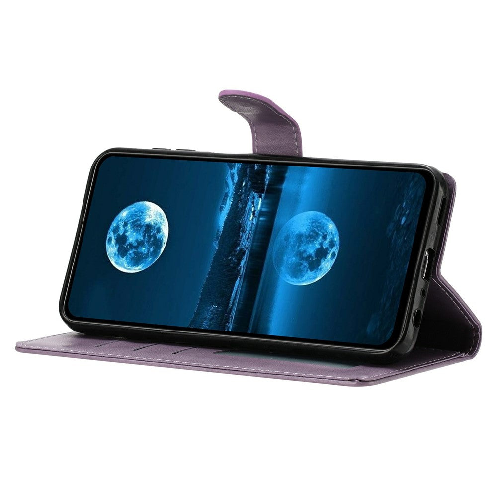 For Oppo Reno14 5G (Global) Leather Case Wallet Stand Phone Cover with Handy Strap - Purple
