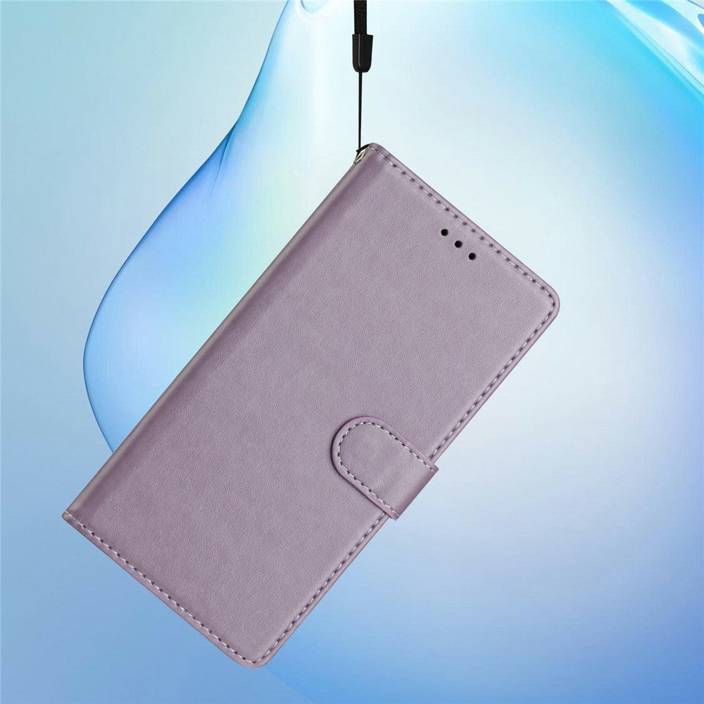 For Oppo Reno14 5G (Global) Leather Case Wallet Stand Phone Cover with Handy Strap - Purple