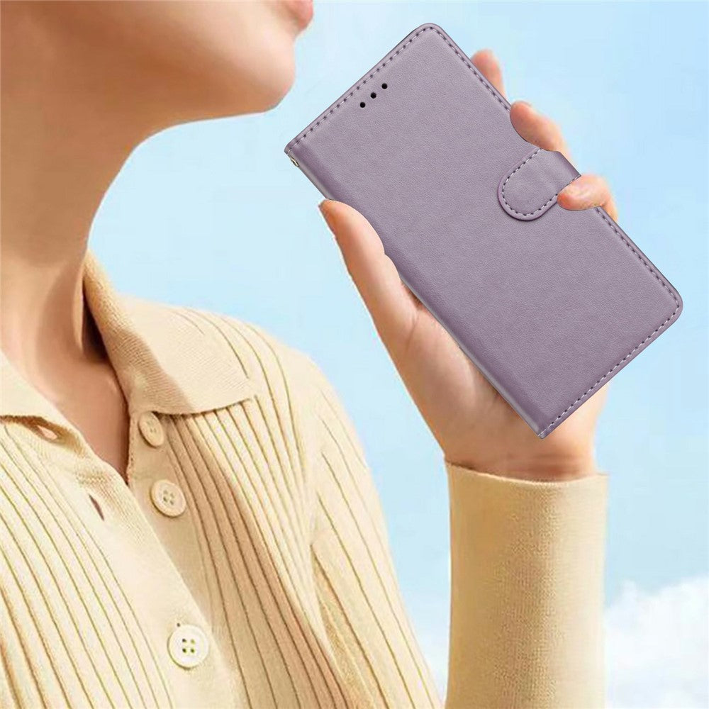 For Oppo Reno14 5G (Global) Leather Case Wallet Stand Phone Cover with Handy Strap - Purple