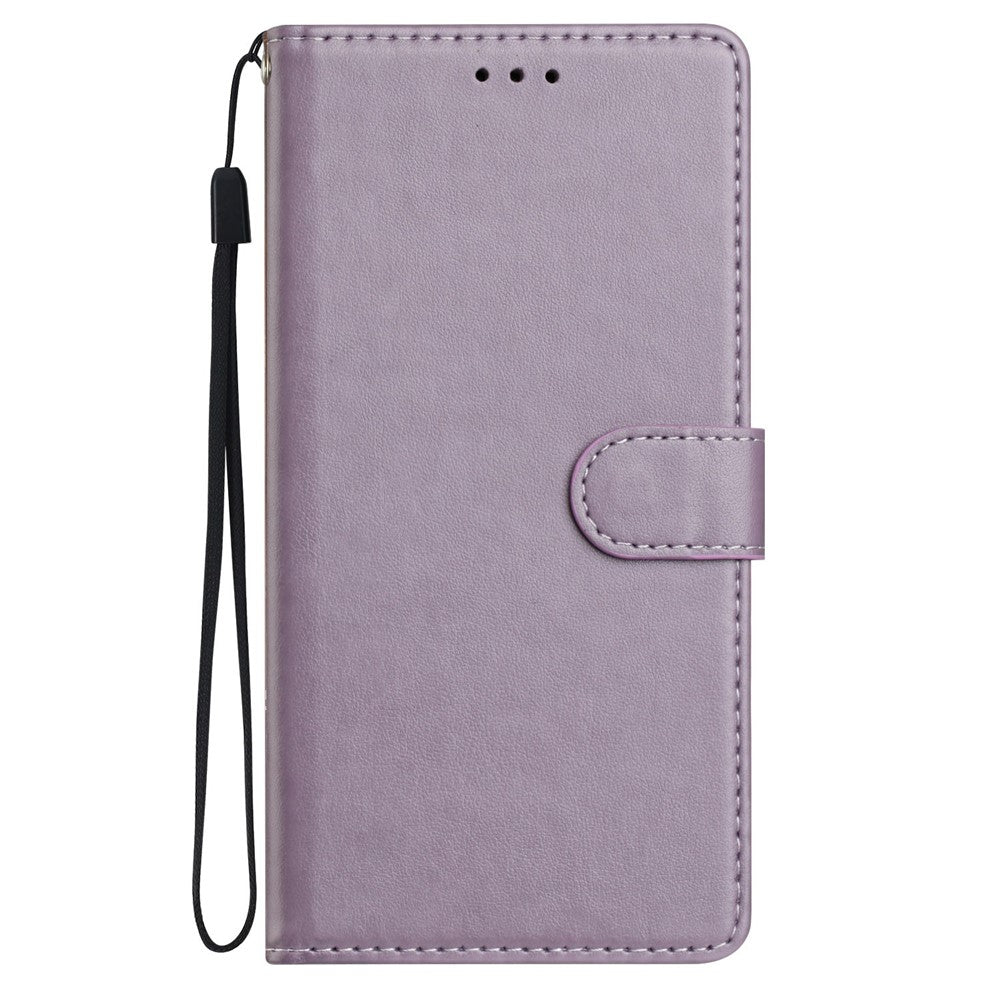 For Oppo Reno14 5G (Global) Leather Case Wallet Stand Phone Cover with Handy Strap - Purple