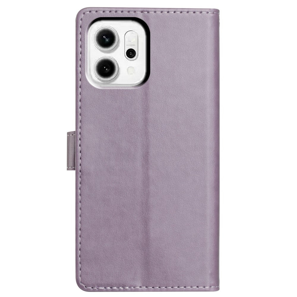 For Oppo Reno14 5G (Global) Leather Case Wallet Stand Phone Cover with Handy Strap - Purple