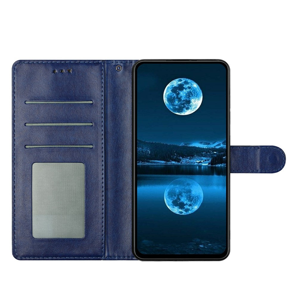 For Oppo Reno14 5G (Global) Leather Case Wallet Stand Phone Cover with Handy Strap - Blue