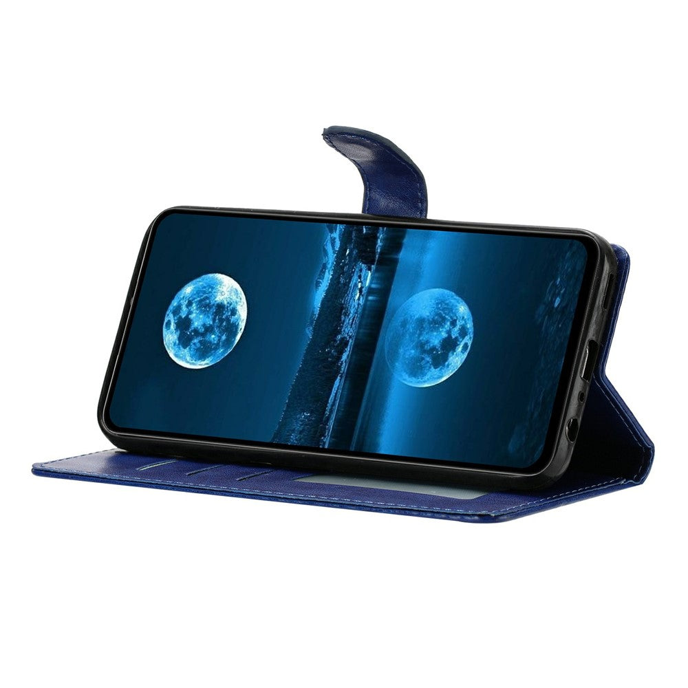 For Oppo Reno14 5G (Global) Leather Case Wallet Stand Phone Cover with Handy Strap - Blue