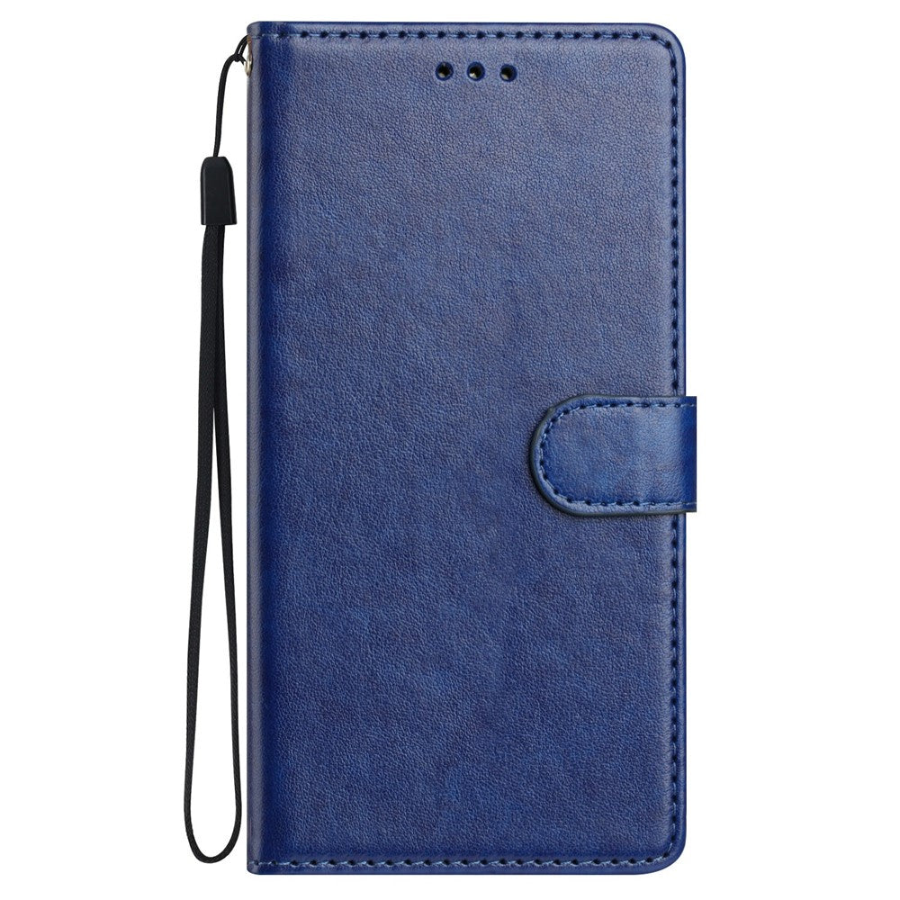 For Oppo Reno14 5G (Global) Leather Case Wallet Stand Phone Cover with Handy Strap - Blue