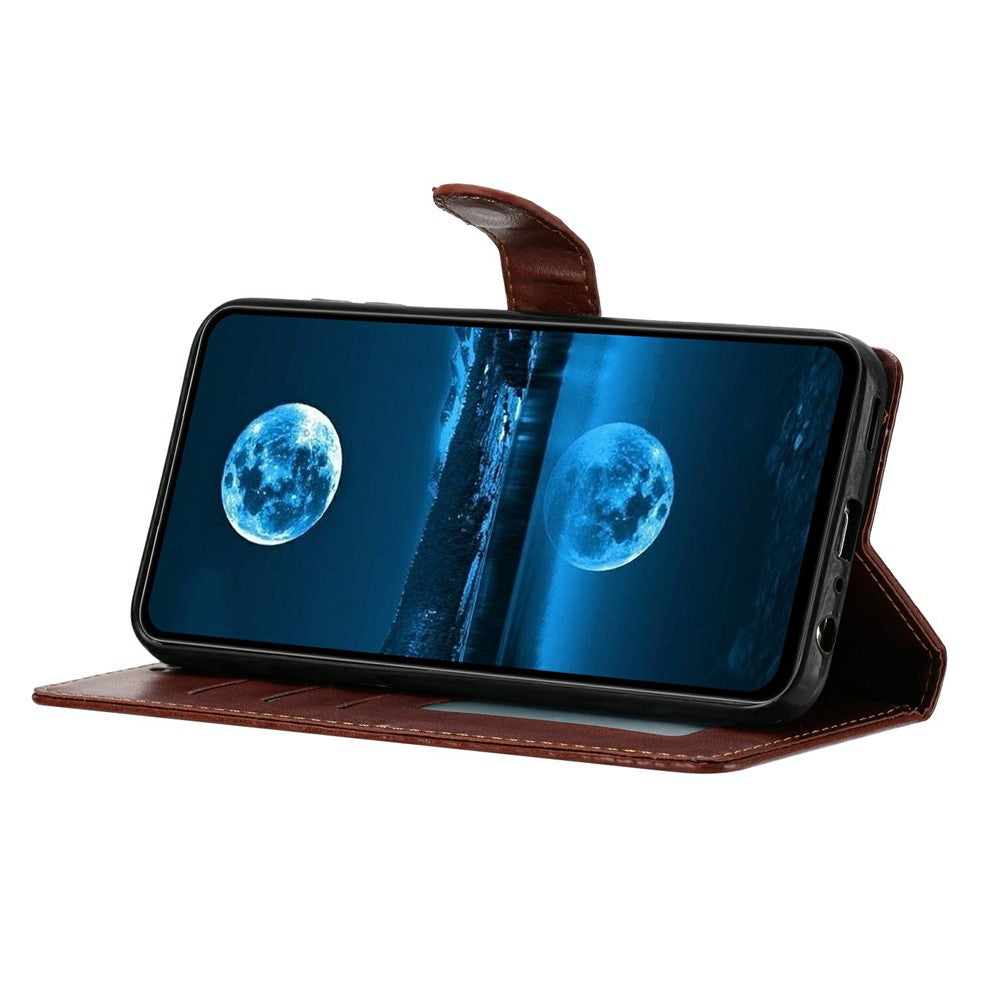 For Oppo Reno14 5G (Global) Leather Case Wallet Stand Phone Cover with Handy Strap - Brown