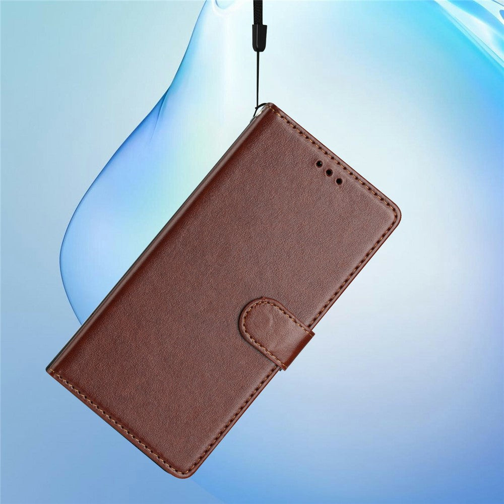 For Oppo Reno14 5G (Global) Leather Case Wallet Stand Phone Cover with Handy Strap - Brown