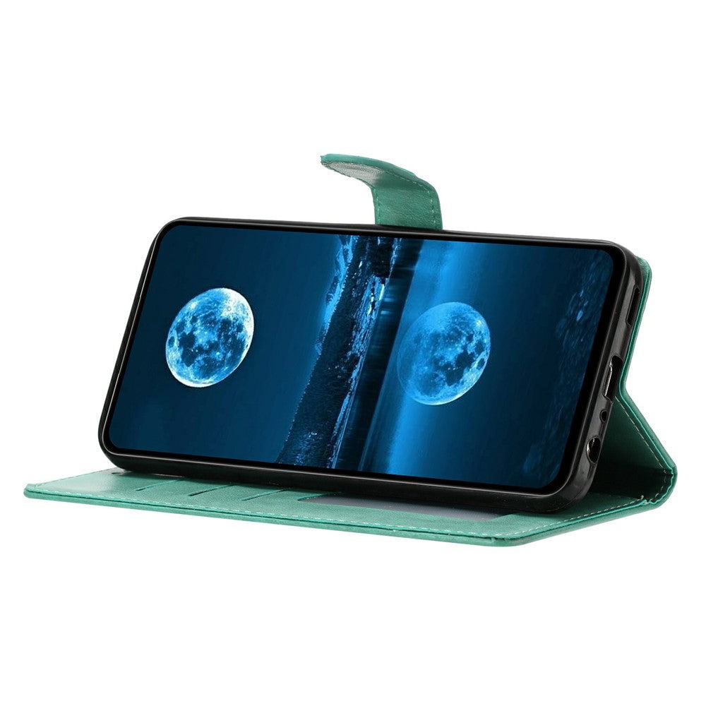 For Oppo Reno14 5G (Global) Leather Case Wallet Stand Phone Cover with Handy Strap - Green