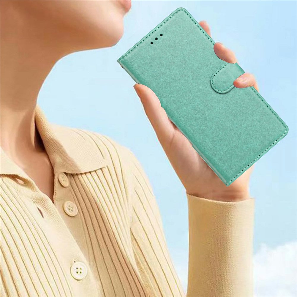 For Oppo Reno14 5G (Global) Leather Case Wallet Stand Phone Cover with Handy Strap - Green