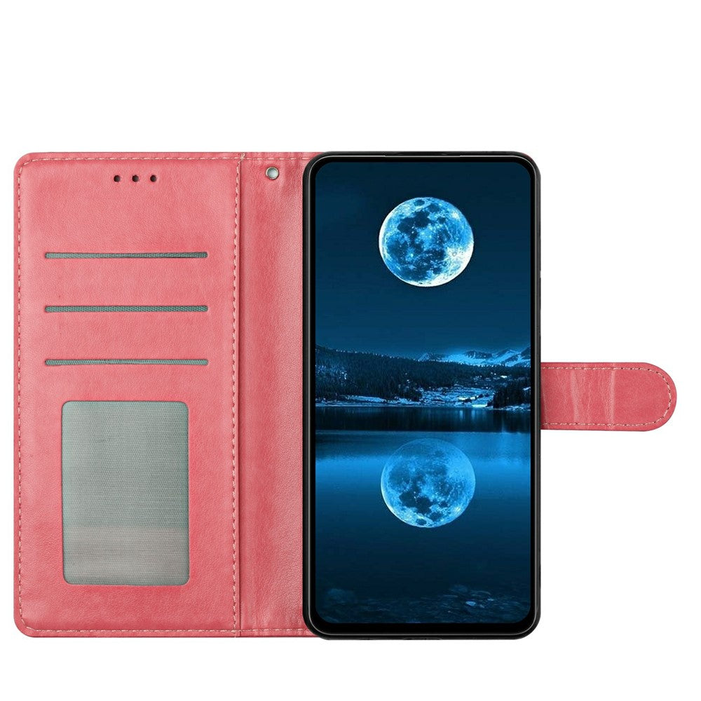 For Oppo Reno14 5G (Global) Leather Case Wallet Stand Phone Cover with Handy Strap - Rose Gold