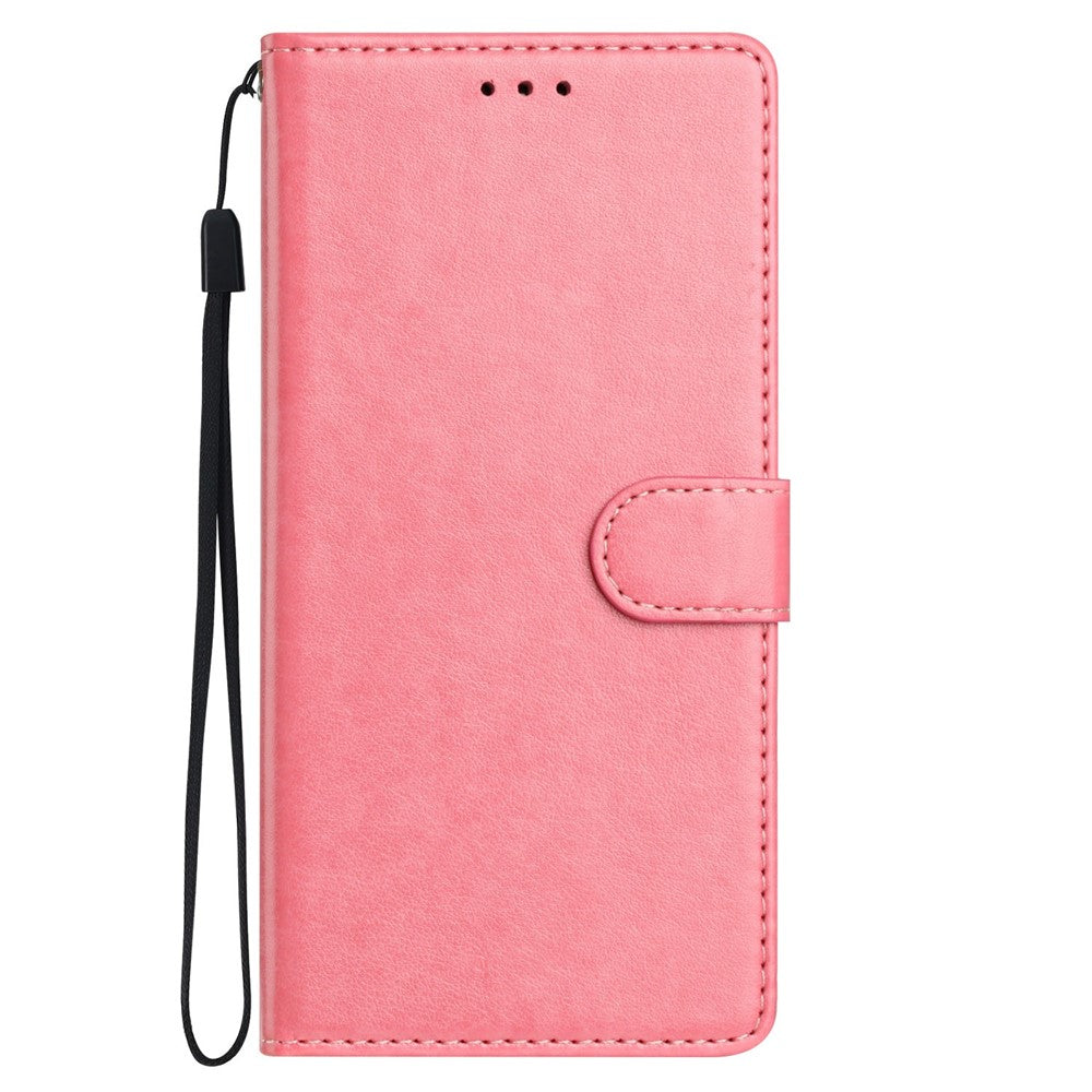 For Oppo Reno14 5G (Global) Leather Case Wallet Stand Phone Cover with Handy Strap - Rose Gold