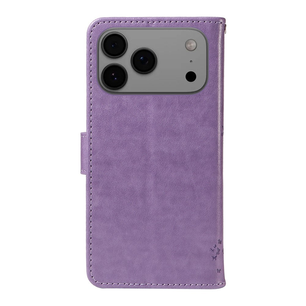 For iPhone 17 Pro Max Phone Case with Stand Cat Tree Pattern Leather Wallet Mobile Cover -  Light Purple