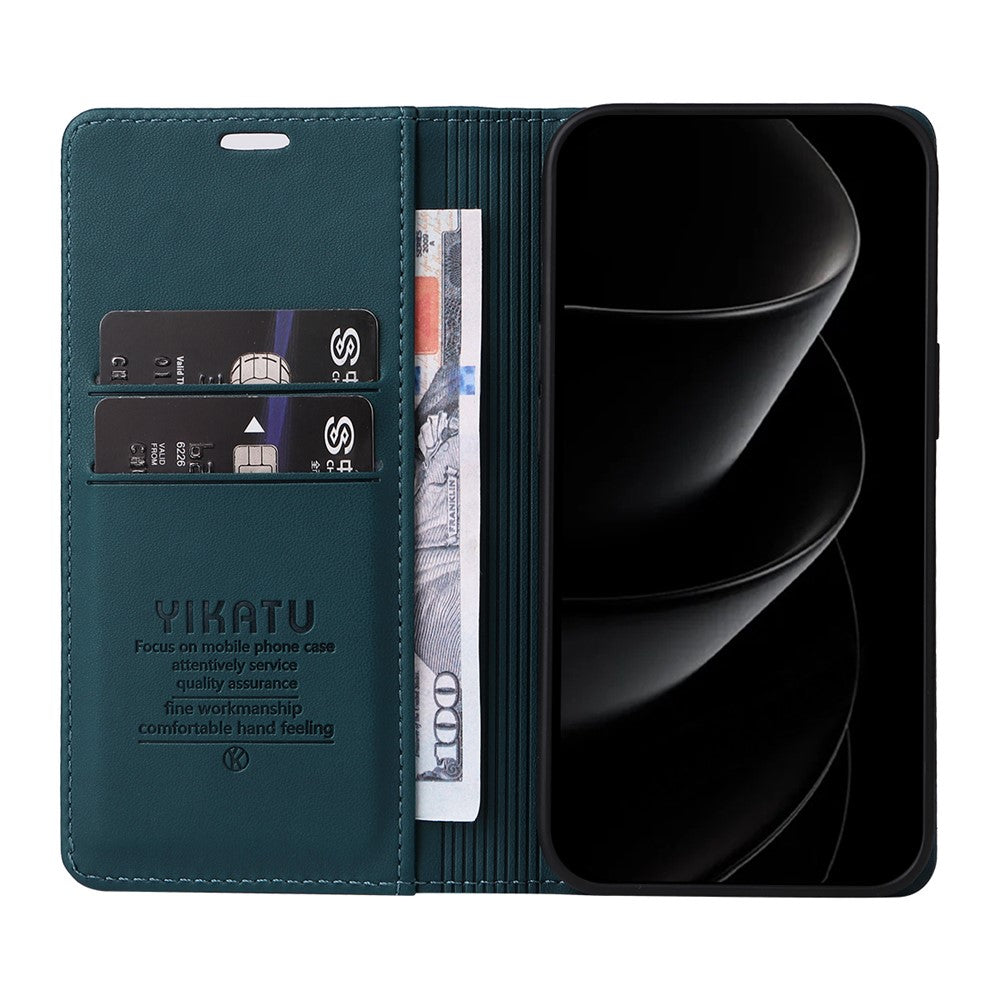 For iPhone 17 Pro Max Phone Cases YIKATU Magnetic Closure PU Leather Mobile Cover - Green