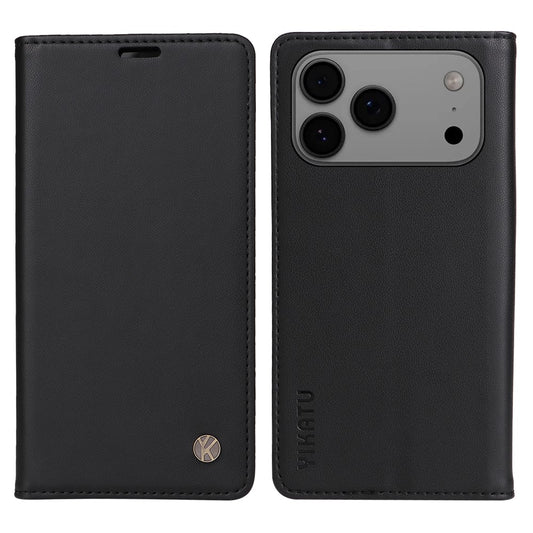 For iPhone 17 Pro Max Phone Cases YIKATU Magnetic Closure PU Leather Mobile Cover - Black