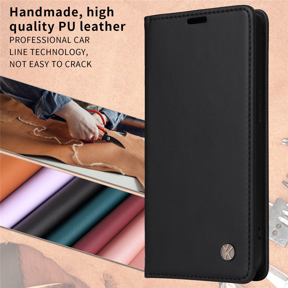 For iPhone 17 Pro Max Phone Cases YIKATU Magnetic Closure PU Leather Mobile Cover - Black