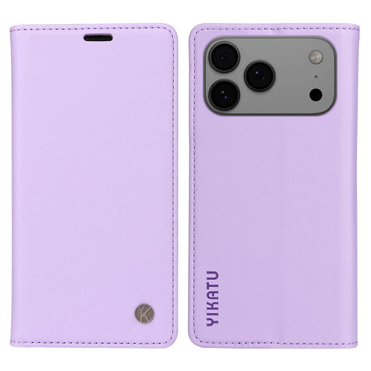 For iPhone 17 Pro Max Phone Cases YIKATU Magnetic Closure PU Leather Mobile Cover -  Light Purple