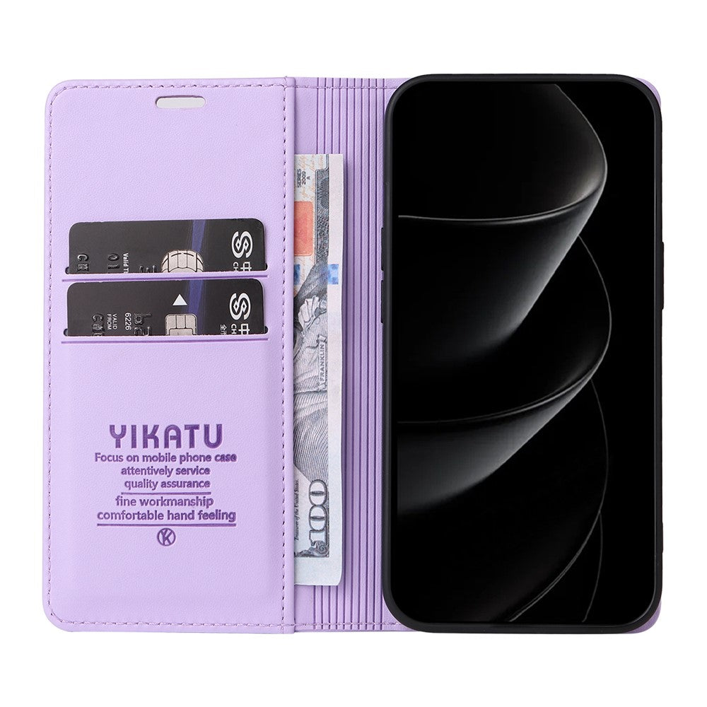 For iPhone 17 Pro Max Phone Cases YIKATU Magnetic Closure PU Leather Mobile Cover -  Light Purple