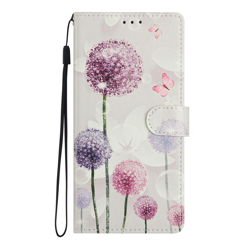 For Oppo Reno14 5G (Global) Case Pattern Printing Wallet Stand Flip Leather Phone Cover with Strap - Dandelion