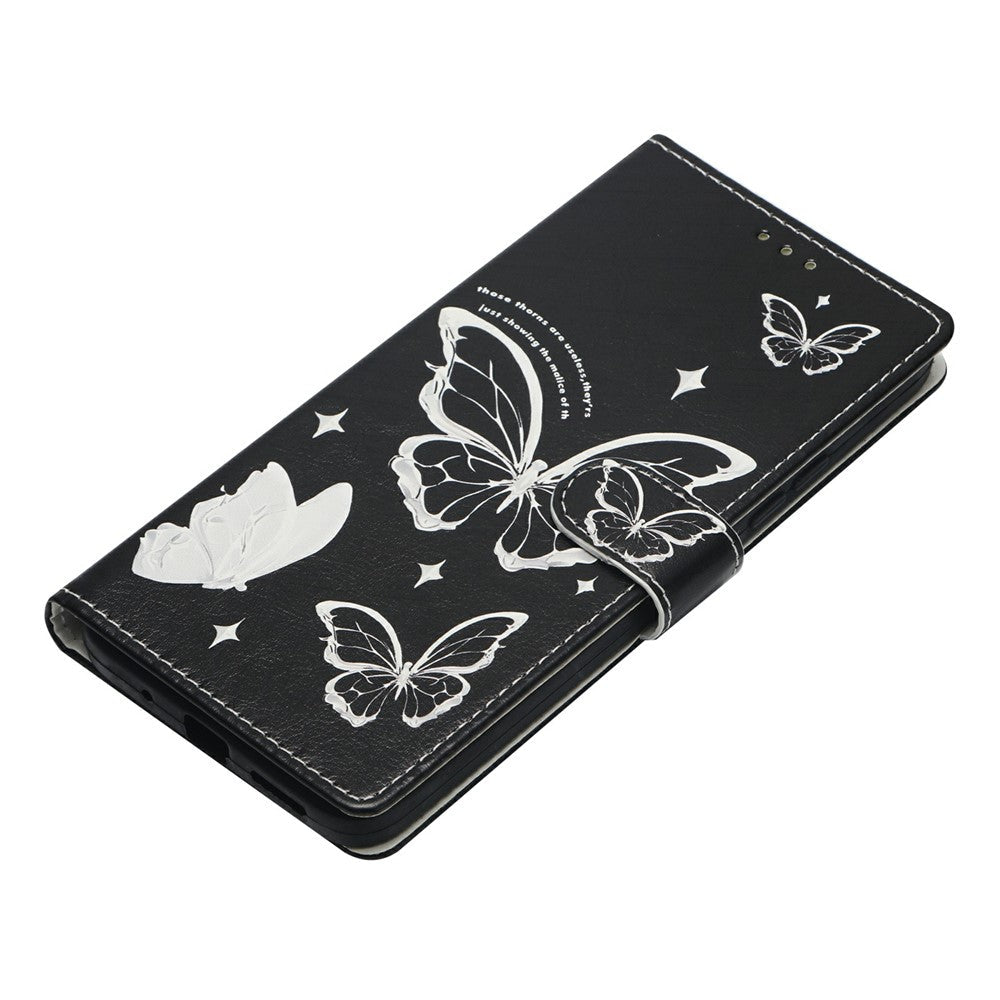 For Oppo Reno14 5G (Global) Case Pattern Printing Wallet Stand Flip Leather Phone Cover with Strap - Butterfly