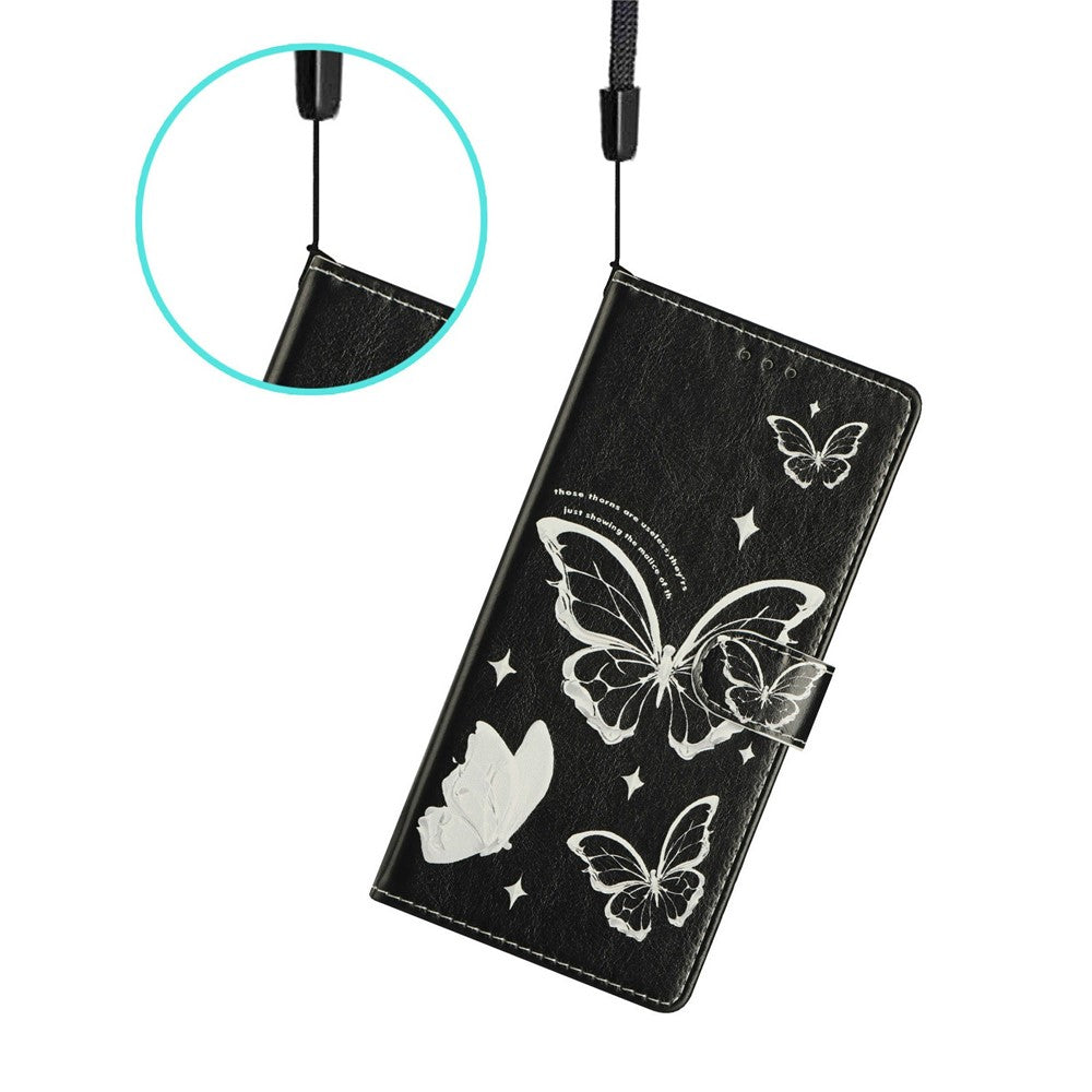 For Oppo Reno14 5G (Global) Case Pattern Printing Wallet Stand Flip Leather Phone Cover with Strap - Butterfly