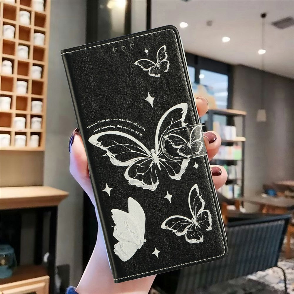 For Oppo Reno14 5G (Global) Case Pattern Printing Wallet Stand Flip Leather Phone Cover with Strap - Butterfly