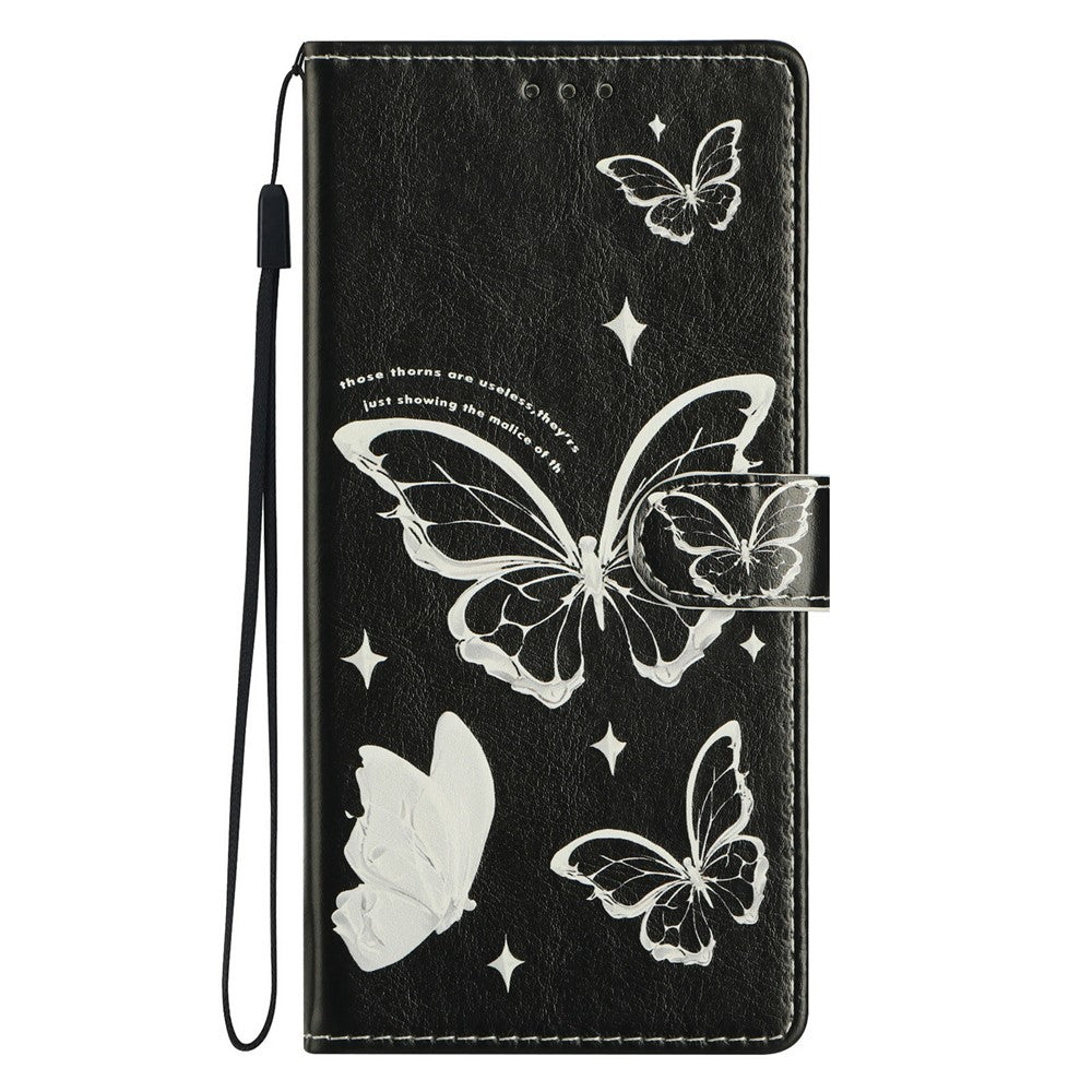 For Oppo Reno14 5G (Global) Case Pattern Printing Wallet Stand Flip Leather Phone Cover with Strap - Butterfly