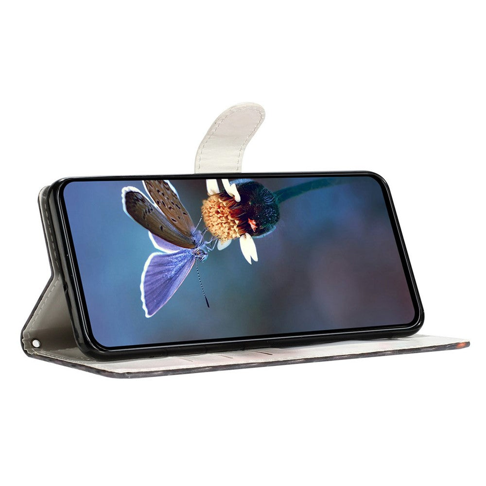 For Oppo Reno14 5G (Global) Case Pattern Printing Wallet Stand Flip Leather Phone Cover with Strap - Green Leaves Flowers