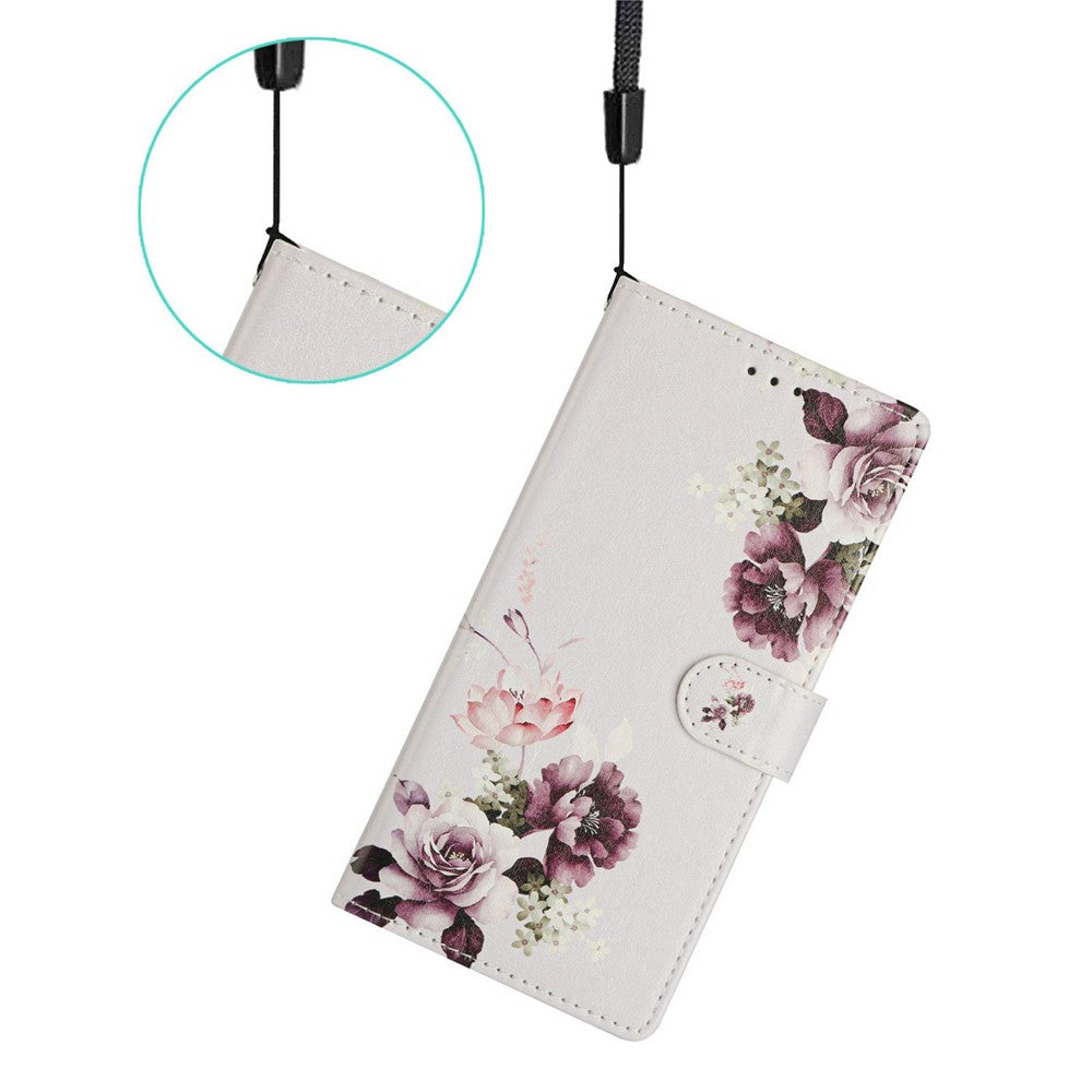 For Oppo Reno14 5G (Global) Case Pattern Printing Wallet Stand Flip Leather Phone Cover with Strap - Cross Rose