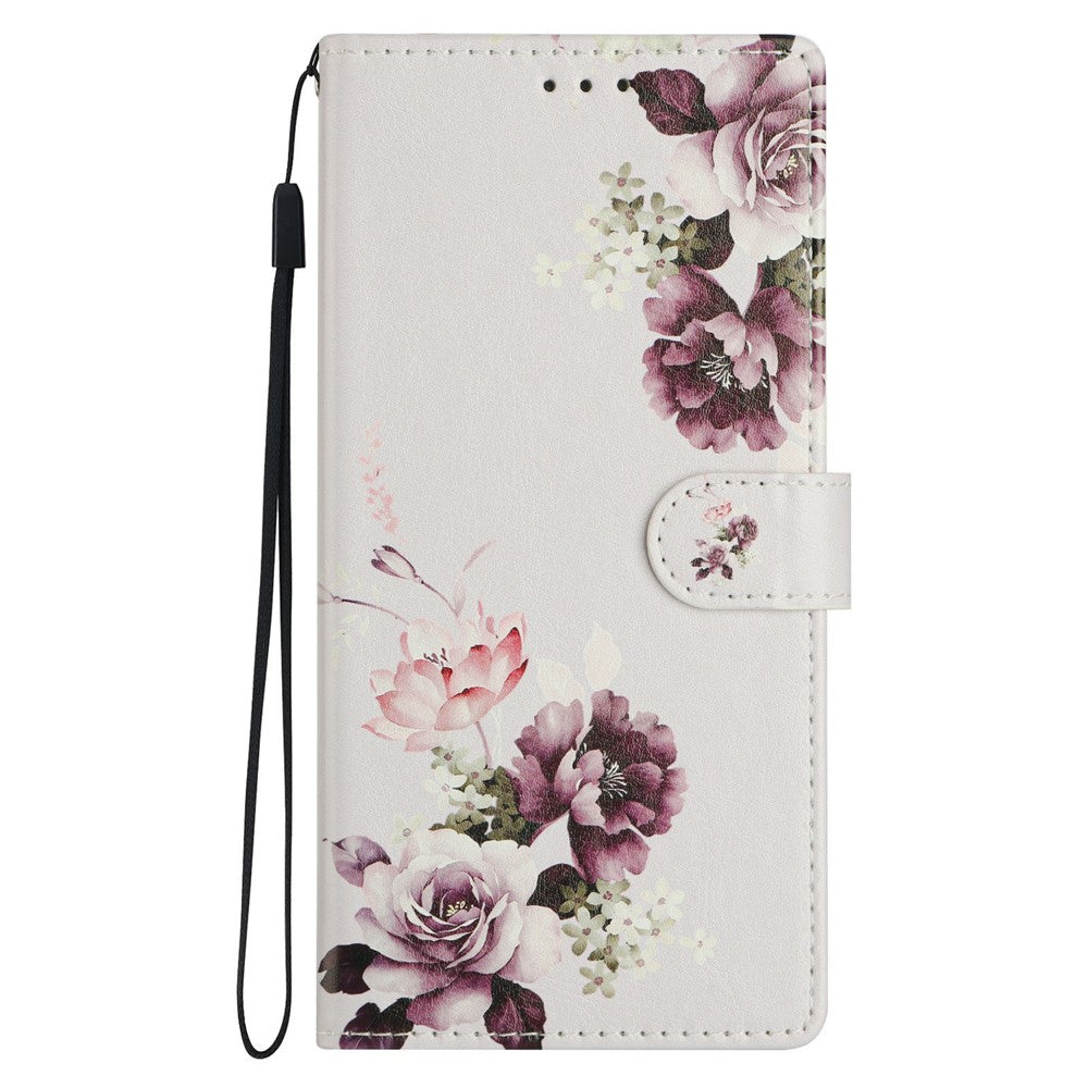 For Oppo Reno14 5G (Global) Case Pattern Printing Wallet Stand Flip Leather Phone Cover with Strap - Cross Rose